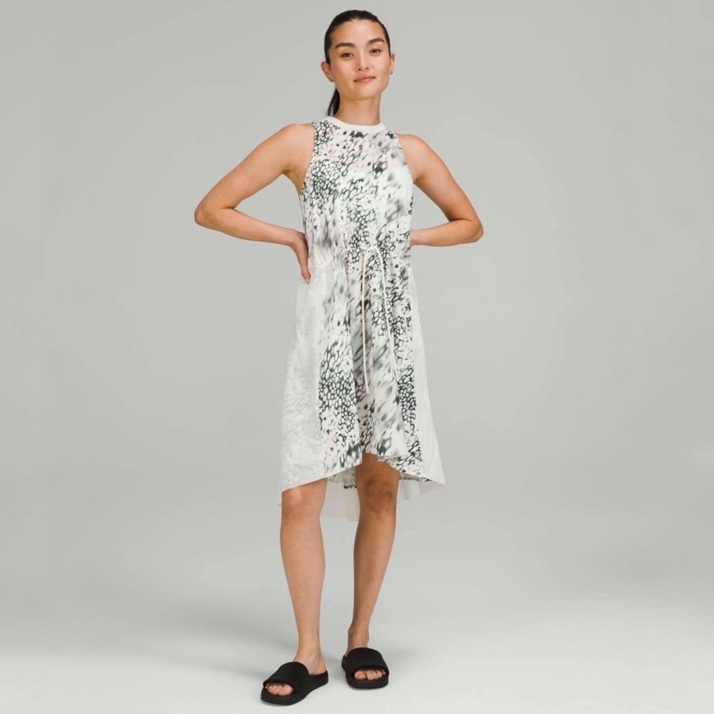 Lululemon | Mesh Overlay High-Neck Dress Watercolour Blur Lemon Sorbet Multi 8